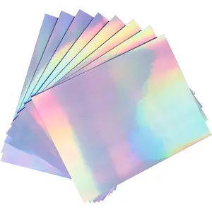 50 Sheets Holographic Sticker Paper, Printable Vinyl Sticker Paper for Ink Jet Printer & Laser Printer - 8.5 x 11 inches, Self-Adhesive Waterproof Dries Quickly - Rainbow
