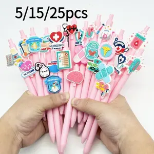 5/15/25pcs Medical Doctor Retractable Round Ball Pen School Back-to-School Season Medical Series Pressurized Neutral Pen Color Random