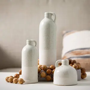 Speckled White Bottle Vases - Set of 3