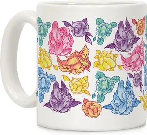 Pen Floral Ceramic Coffee Mug, Funny Floral Ceramic Coffee Accent Mug, Perfect Gift for Him & Her