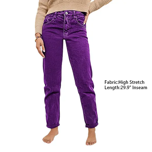 Flamingals Solid Mid Waist Straight Leg Pants Comfortable Fit for Casual Outings