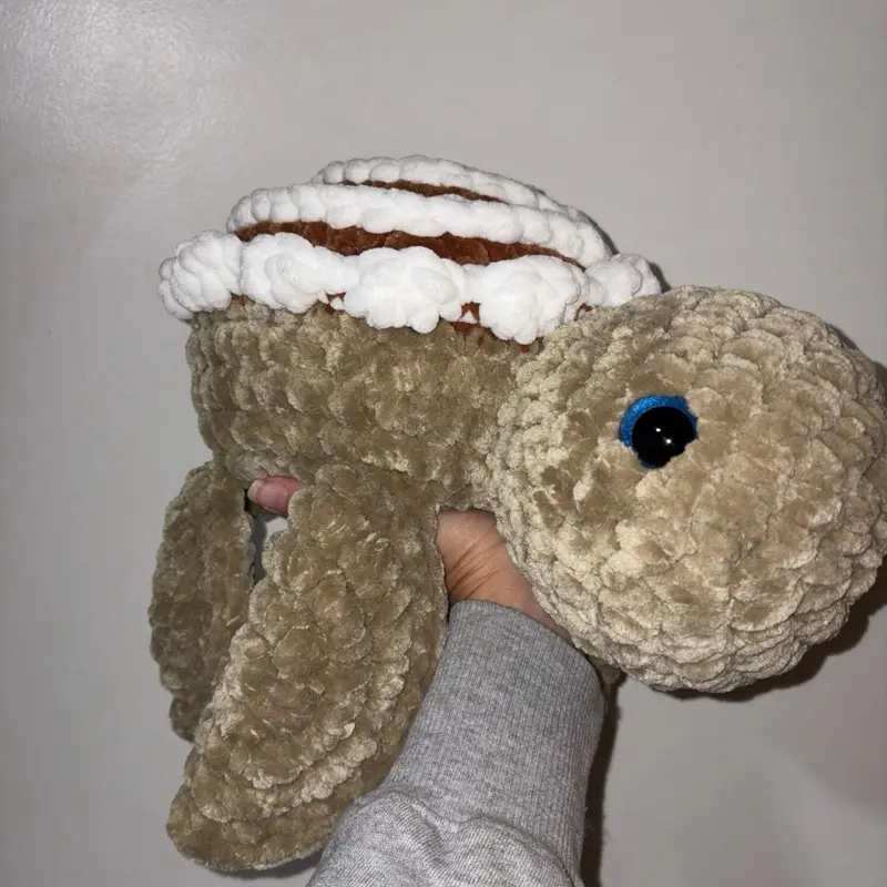 Large Crocheted Cinnamon Roll Turtle plushie