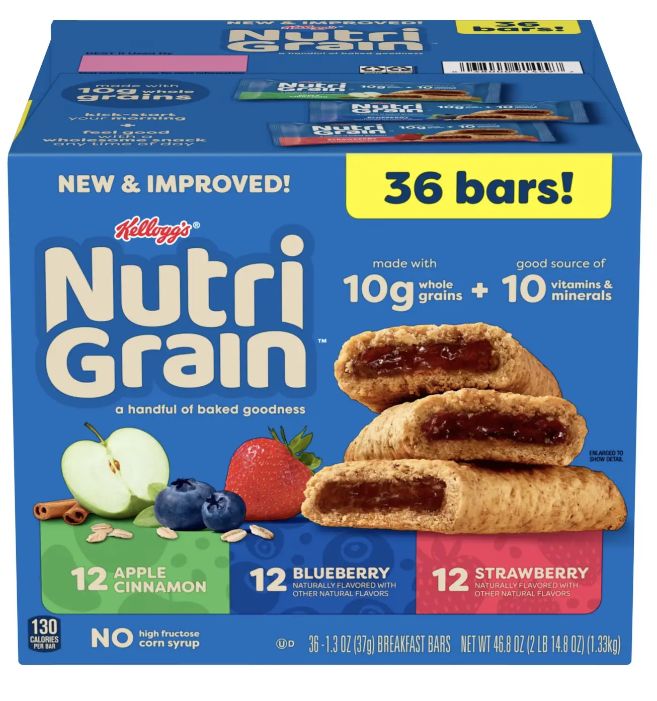 Nutri-Grain Bars Variety Pack, 1.3 oz., 36 pk. Nutri-Grain Bars Variety Pack, 1.3 oz., 36 pk.