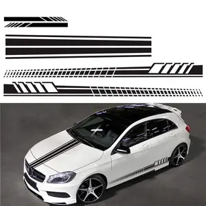 5PCS Sports Racing Stripe Car Sticker DIY Styling Decorative Hood Rearview Mirror Body Side Skirt Stripe Decal Universal Vinyl Accessories for Car SUV Off-Road Vehicles