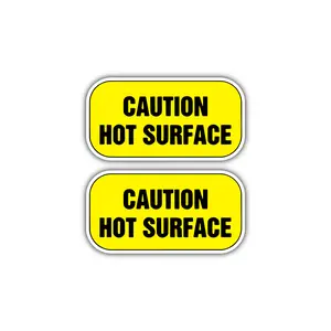 Caution Hot Sticker Warning Safety Signs (Pack of 2), for Restaurant and cafe Kitchens