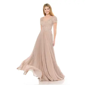 Scalloped Modest Formal Evening Dress