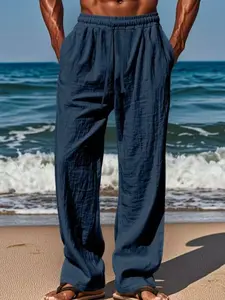 Men's Casual Sportswear Linen Long Pants, Athleisure Bottoms, New Style 2026, Comfortable and Breathable, Perfect for Daily Wear and Outdoor Activities