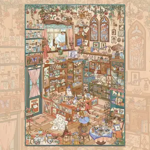 Vintage Shop Scenery Stickers, Retro Style Secret Room Scenes, DIY Sticker Set for Adults, Kawaii Therapy, Stress Relief, Holiday Fun