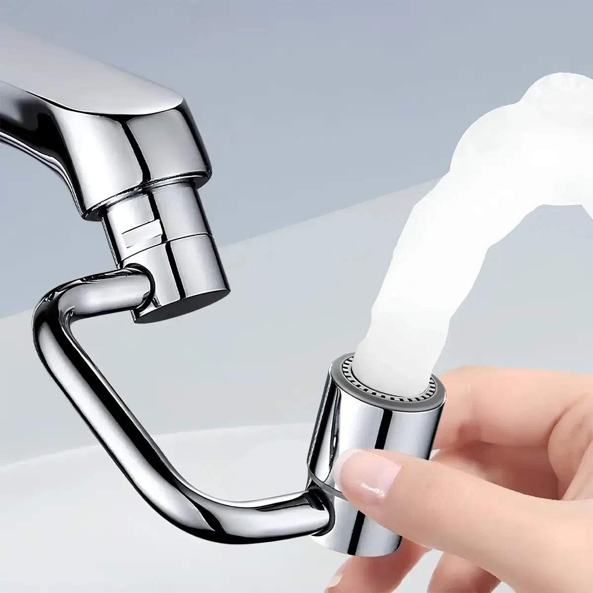 1080°Swivel Faucet Extender,Sink Water Faucet Aerator Extension in Brass, Swivel Robotic Arm Bathroom Faucet Extender, Rotating Extension Filter with 2 Mode Splash for Kitchens & Bathrooms