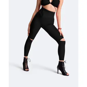 High-Rise Knee-Slit Leggings