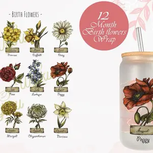 16oz Frosted Birthday Flower Cup - Perfect for Hot and Cold Drinks - Bottle