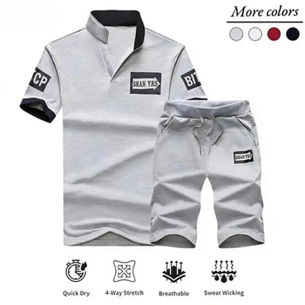 Trendy Men’s Polo & Shorts Two-Piece Set with Letter Print, Lightweight and Breathable, New for Summer 2026