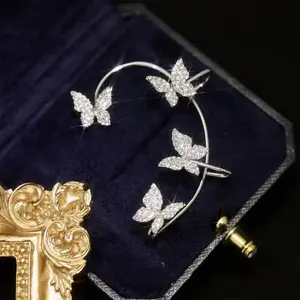Sparkling Butterfly Ear Cuff No Piercing Needed High-Impact Sparkle Fairycore Vibe Universal Fit Gold Silver Plated Premium Alloy Ear Clip for Zero Piercing Look