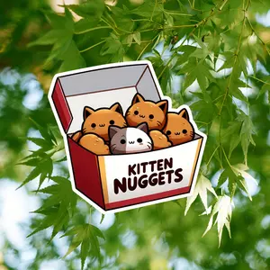 Cute Kitten Meatball Vinyl Sticker - Waterproof and Durable, Suitable for Laptops, Water Bottles, Mobile Phones, Cars, Etc.