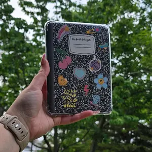 90s Themed Composition Notebook Kindle Case Insert with Bookish Stickers