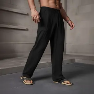 Men’s Casual Lyocell Linen Trousers | Loose Fit with Drawstring Waistband | Beach Vacation Casual Pants | Breathable and Stylish, Suitable for Indoor Gatherings, Outdoor Activities, and Golf | New Year Declaration | Solid Beige | Versatile Apparel | Minim