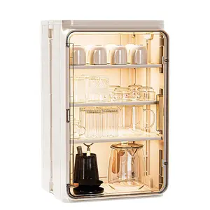 Stackable Plastic Multilayer Dustproof Cup Storage Box, Large Capacity Desktop Tea Set Display Rack, Bathroom Kitchen Home Use