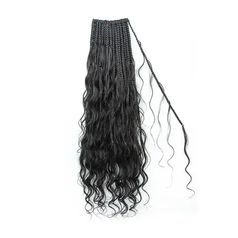 Ygwigs Crochet Mermaid Braids with Human Hair Curls Pre-Looped Loose Wave