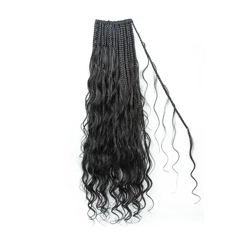 Ygwigs Crochet Mermaid Braids with Human Hair Curls Pre-Looped Loose Wave