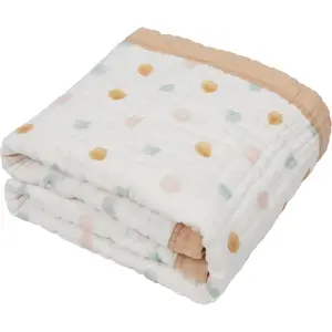 Organic Cotton Muslin Baby Blanket for Boys and Girls - Luxurious Soft Toddler Quilt for Swaddling - Gender Neutral Blankets Makes a Great Neutral Dot