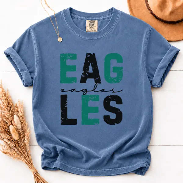 Comfort Colors T-Shirt Eagles Graphic Tee, Green Black Football Fan Design, Game Day Sports Style Unisex Shirt