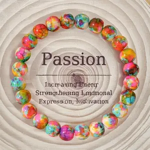 Rainbow Color Dopamine Bracelet, Boho Rainbow Stone Beaded Bracelet, Beach Vacation Jewelry for Passion & Energy Boost Perfect Gift