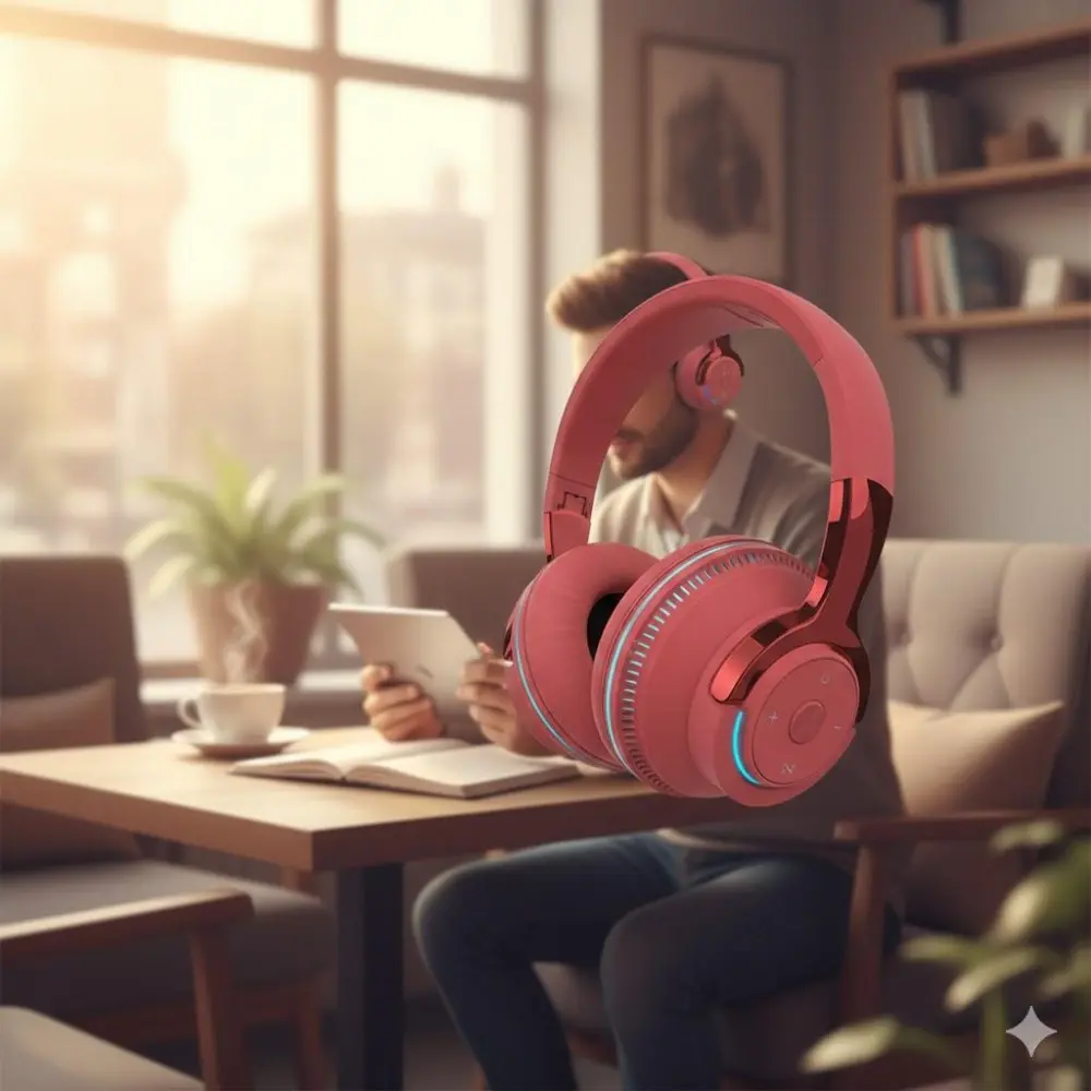 Wireless Foldable PC Gaming Headset with Microphone, Dual Mode Bluetooth for Music & Games, RGB Lights Stereo Sound Low Latency, High Sensitivity Mic Long Battery Life Travel Ready.