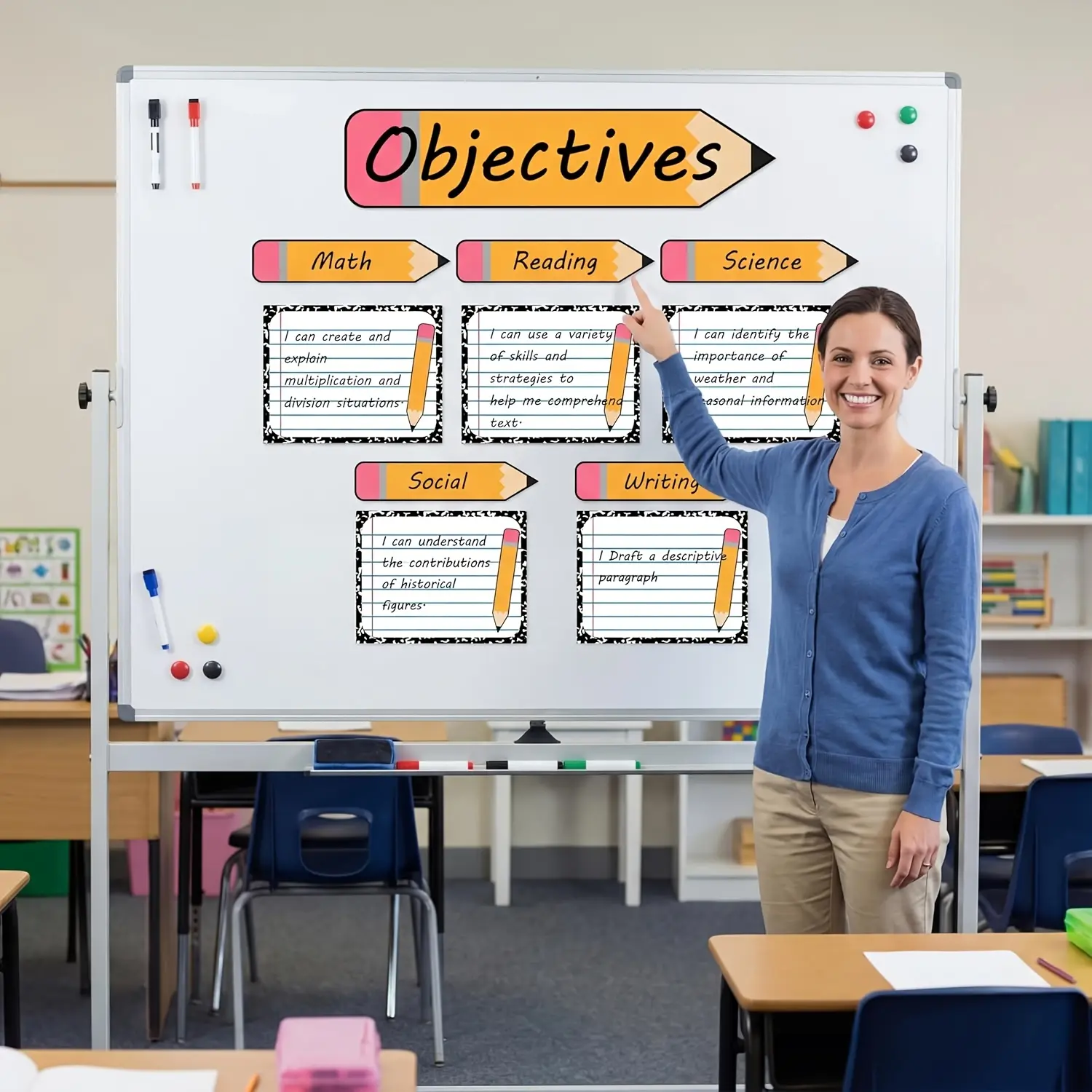 【Magnetic Dry-Erase Board】11-piece set of magnetic dry-erase boards with magnetic bases, compatible with dry-erase markers, reusable and wall-mountable; suitable for classrooms, home teaching, organizational charts, and learning goal planning; teacher’s m