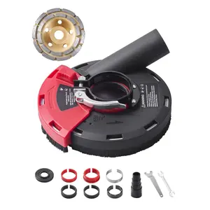 Angle Grinder Dust Shroud For 4-5 Inch Discs With 6 Clamping Washers, 5 Inch Grinding Wheel Compatibility, Dust Collection Shield For Cleaner Work, Vacuum Ready, Durable Aluminum Housing, Easy Install And Removal