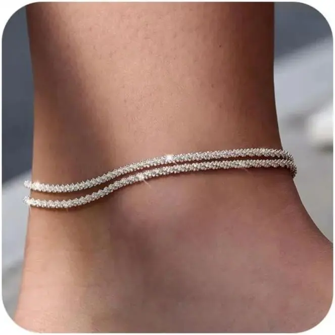 2026 New Women Adjustable Womens Anklet For Dainty Layered Waterproof Anklet Set Stackable Figaro Beaded Cuban Link Anklets Daily Clothing Decor For Beach Summer Trendy All-match & Exquisite Jewelry For Valentine's Day gifts