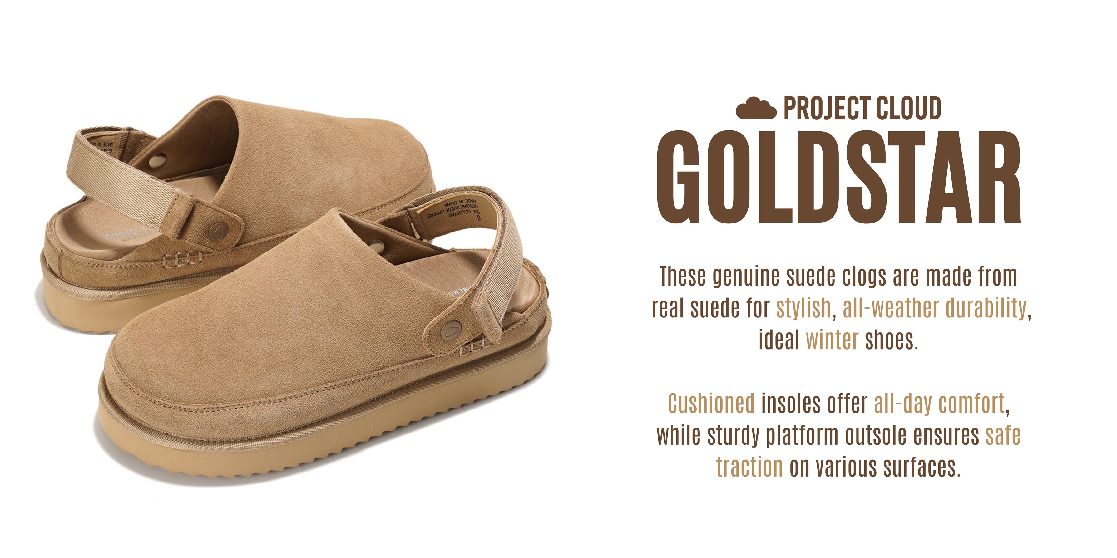 Project Cloud Women's | Genuine Suede Clogs for Women  Memory Foam Water Resistant Clogs Non-Slip Platform Comfort Woman Shoes Classic Girl Footwear - Goldstar