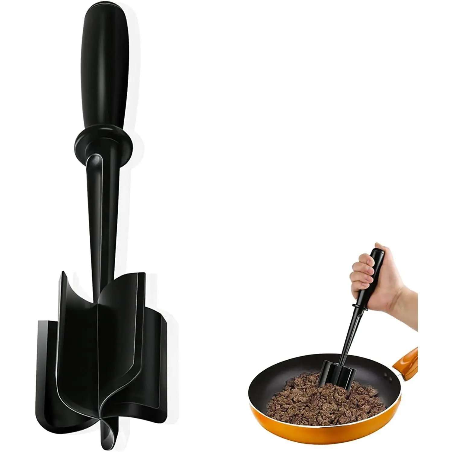 Professional Multifunctional Meat Chopper Hamburger Chopper Potato Masher Heat Resistant Nylon Ground Beef Smasher Kitchen Tools Gadgets Safe For Non-Stick Cookware Utensils Black Food Shredder Blades TikTokShopBlackFriday Christmas