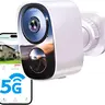 2.4G & 5G 2K Battery-Powered Wireless Outdoor Security Camera - Adjustable Monitor, Free Cloud Storage, 2-Way Audio, AI Motion Detection, Spotlight Siren Alarm, Waterproof Infrared Night Vision, SD Card Support, Bluetooth, Alexa Compatibility