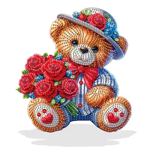 Bear Shaped Rhinestone Decor Painting Kit, DIY Diamond Art Painting Kit with Tools, Wall Art Decor for Home Living Room Bedroom