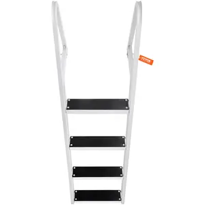 VEVOR Dock Ladder, Removable 4 Steps, 350 lbs Load Capacity, Aluminum Alloy Pontoon Boat Ladder with 4'' Wide Step & Nonslip Rubber Mat, Easy to Install for Ship/Lake/Pool/Marine Boarding