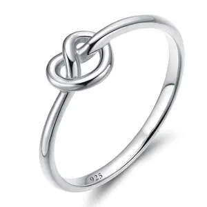 EAMTI 925 Sterling Silver Celtic Knot Ring Simple Criss Cross Infinity Wedding Band for Women