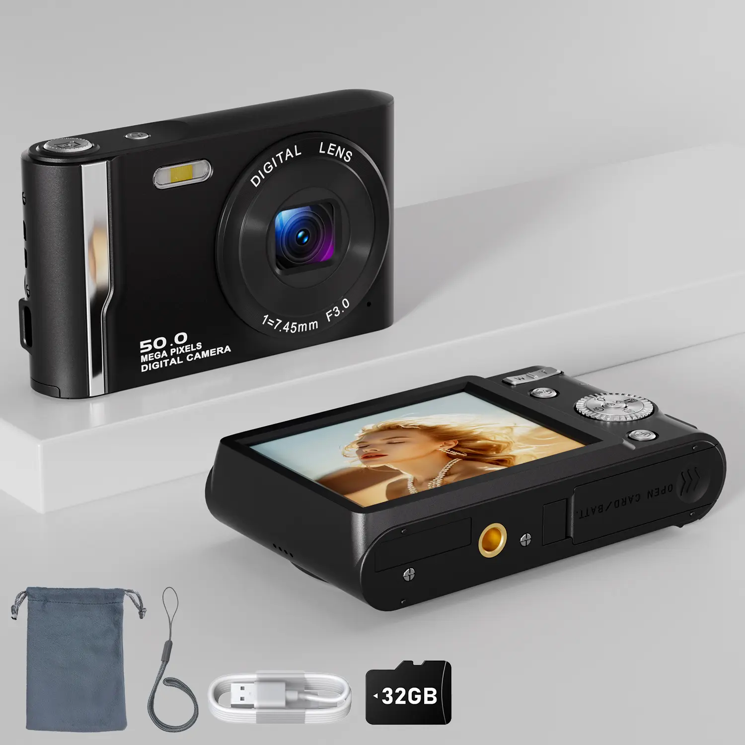 Digital Camera, 2025 Newest FHD 4K Digital Camera for Kids with 16X Zoom, Flashlight, 32GB Card, 50MP Point and Shoot Camera Compact Small Digital Camera for Teens, Girls, Boys