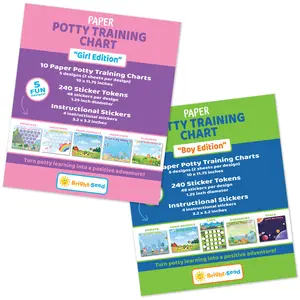 Bright Seed 16 PCS Potty Training Chart, Potty Training Chart for Toddler Girls Boys, Sticker Chart for Kids, Potty Training Sticker Chart for Toddlers, 10 Sheets 12x10 Inches Paper Chart, 240 Stickers