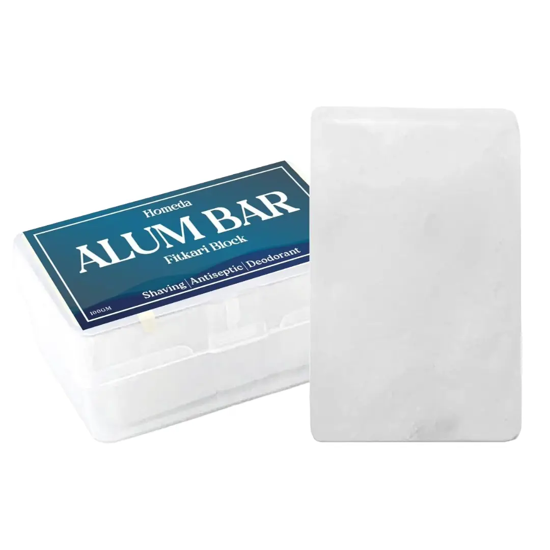 Alum Block for Shaving, Alum Stone for Face, Piedra De Alumbre Natural Bar for Underarm, Fitkari, Fitkiri, Allum Deodorant for Men and Women - with Storage Case (100g - 1 Piece)