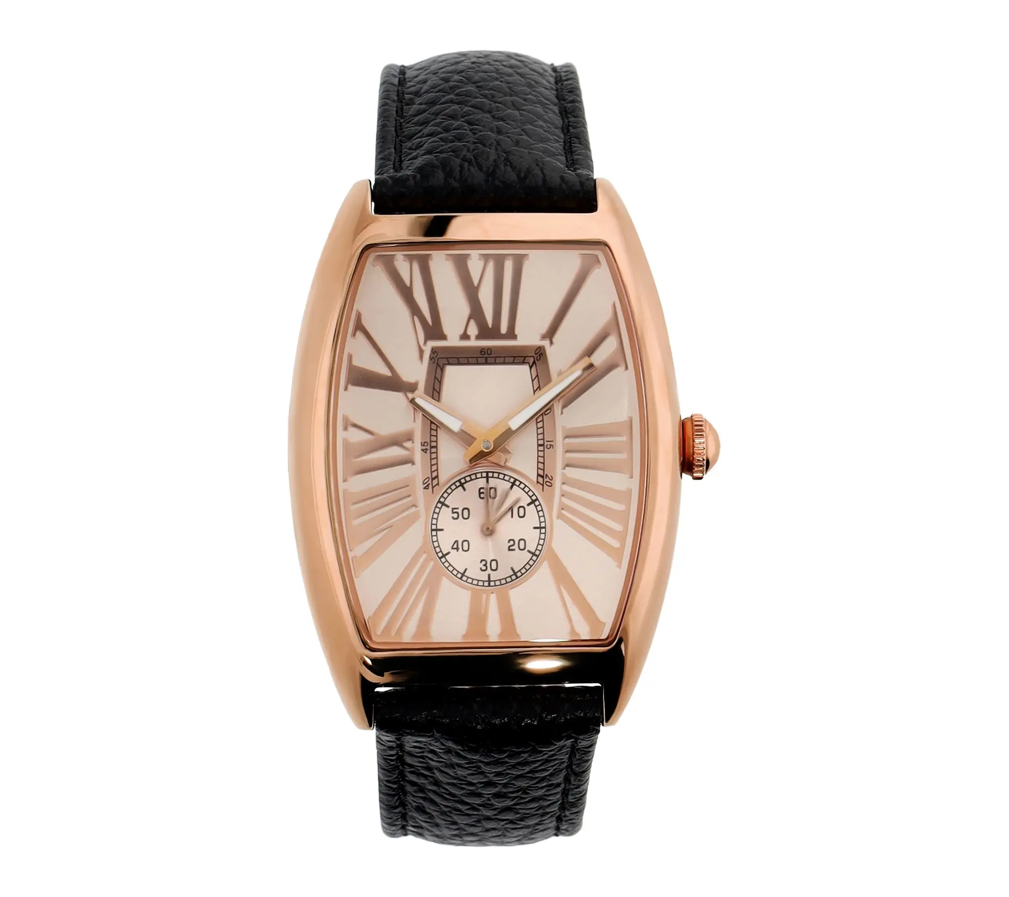 Bronzo Italia Roman Numeral Dial Leather StrapWatch