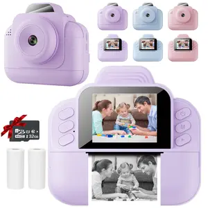 Children's instant printing camera, front and rear dual cameras, supports 1080P video recording digital camera toy, Comes with 32GB card and DIY 2 rolls of paper, compact camera fun toy gift, perfect for children aged 6-12+ years old, Portable Camera