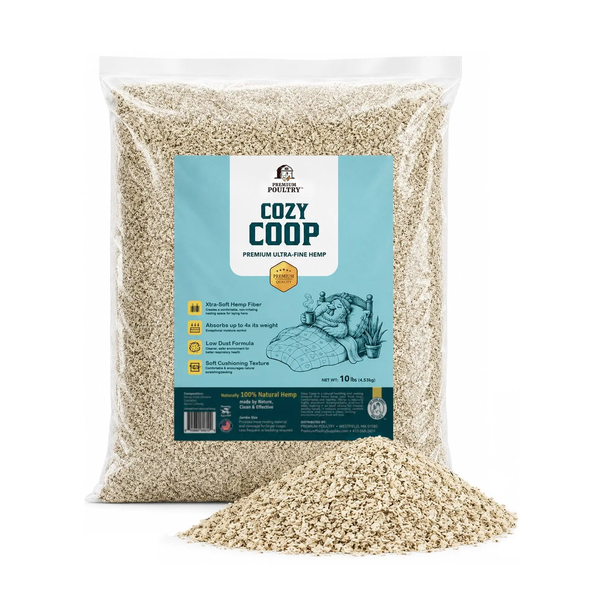 Premium Poultry 10 Lb Bag Hemp Cozy Coop Siftable Chicken Bedding for Coops