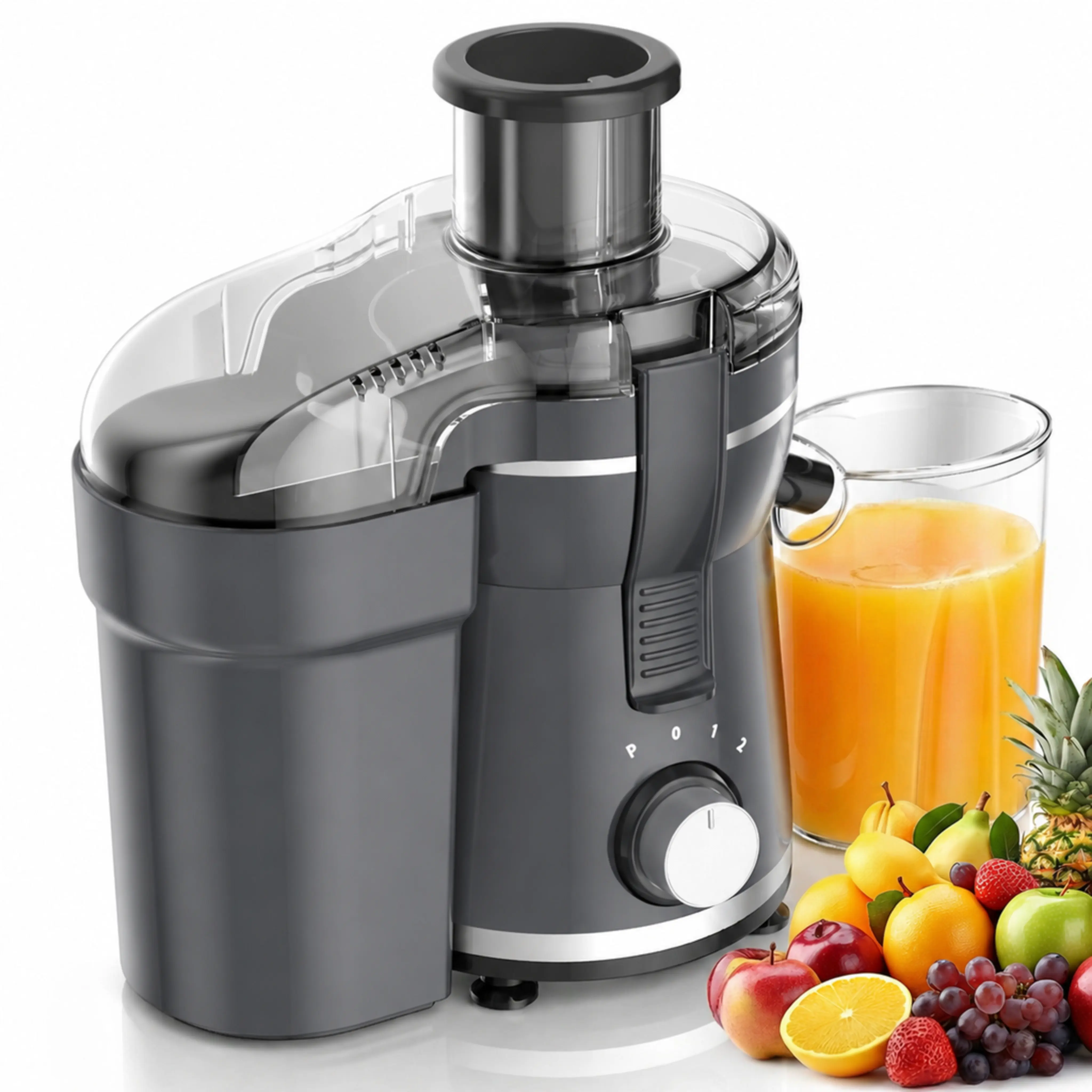 500W Power Stainless Steel Centrifugal Juicer Machine - 3" Feed Chute for Whole Fruits & Veggies, Dual Speeds, High Yield, Detachable, Easy Cleaning, Dishwasher Safe, US Plug, Ideal for Healthy Living