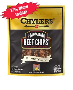 Chylers Hawaiian Beef Chips® Roasted Garlic - 15 oz, Crispy & Crunchy Snack with Easy Packaging