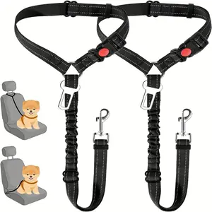Durable Adjustable Dog Seatbelt in Patterned Design, Premium Polyester Fiber Car Harness for Safe Travel, Universal Fit and Easy to Use, Safety Harnesses