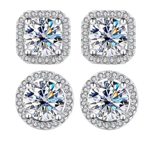 [Unisex Earrings] Synthetic Moissanite Stud Earrings for Women Men, D Color VVS1 Hypoallergenic Earrings Graceful Holiday Jewelry Gifts for Women Men