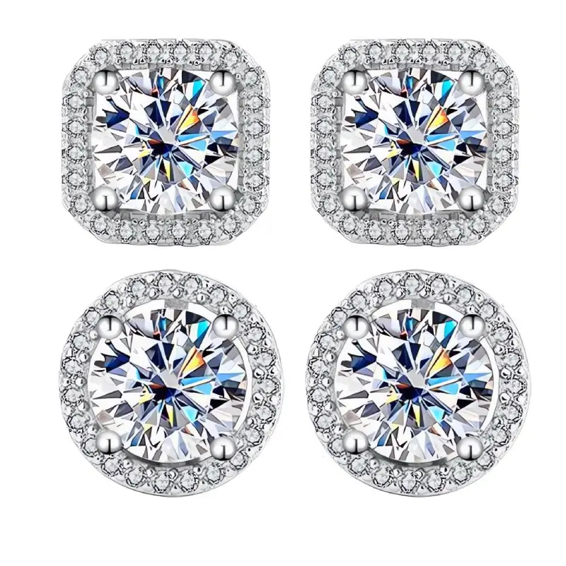 [Unisex Earrings] Synthetic Moissanite Stud Earrings for Women Men, D Color VVS1 Hypoallergenic Earrings Graceful Holiday Jewelry Gifts for Women Men