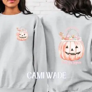 Cami Wade - Halloween Candy Bucket Front and Back Unisex Comfort Tee T Shirt Sweatshirt Hoodie