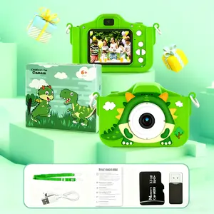 Dinosaur-designed children's camera with a 32GB memory card, 1080P HD digital camera, Electronic portable camera, featuring a music player, 5 educational games, selfie mode, and a fun design, making it a holiday and birthday gift for girls and boys