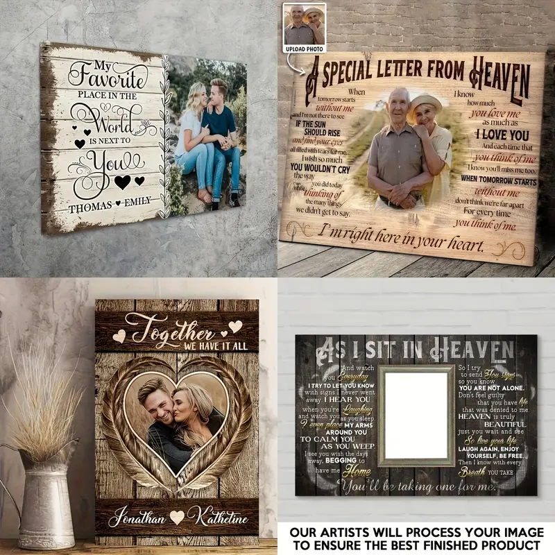 2D Personalized Aluminum Decorative Logo Art Featuring a Photo And Text This Romantic Home Decor Item Showcases a Simple Country Style Suitable for The Bedroom, Living Room, Kitchen